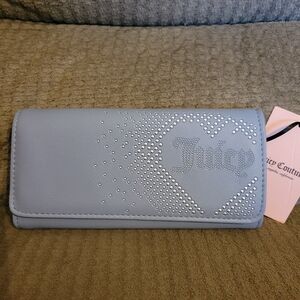 Juicy Couture Blue Wallet with Rhinestone Design